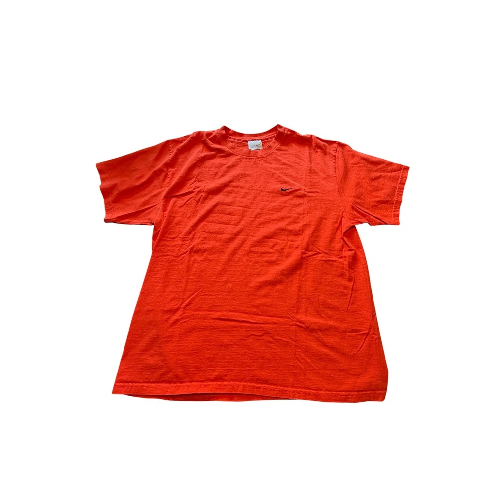 Nike‎ Mens Embroidered Swoosh Logo T-Shirt Orange Cotton Short Sleeve Large